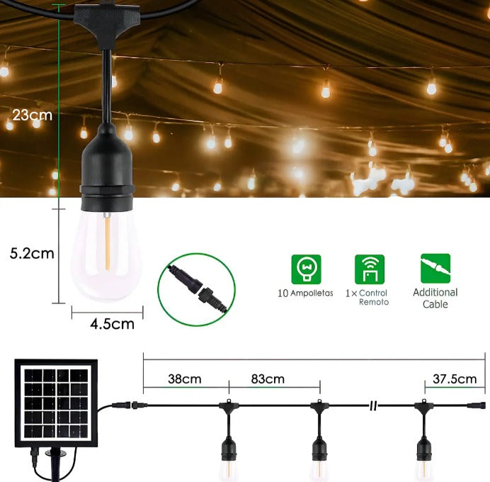 Guirnalda Solar 10m Luces Exterior
